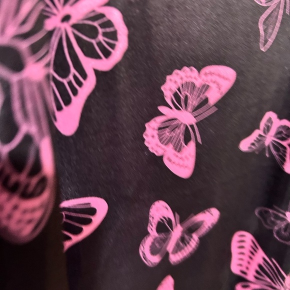 Shein Elegant Black Dress with Pink Butterfly Design - Picture 4 of 5